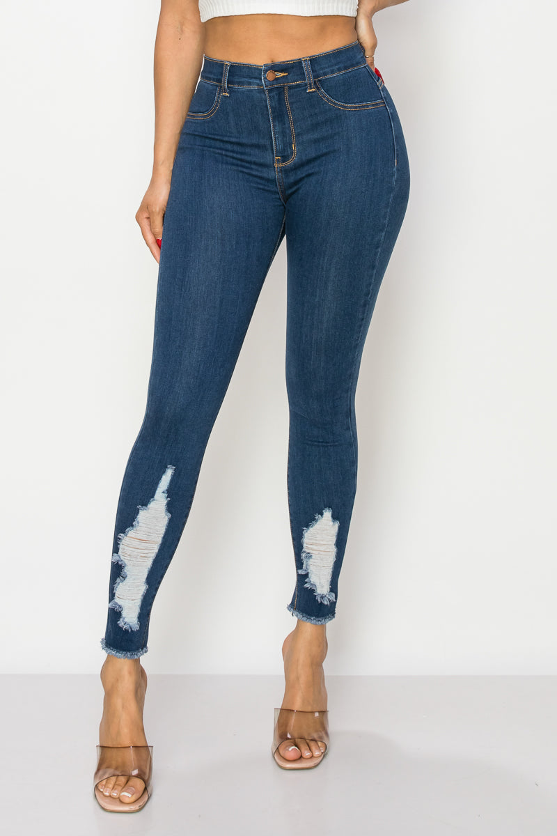 Cynthia - High Rise Shin Destruction Skinny