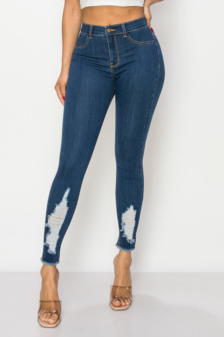 Cynthia - High Rise Shin Destruction Skinny