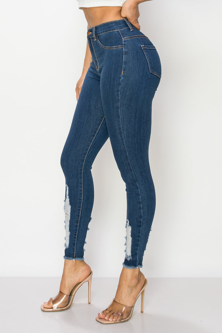 Cynthia - High Rise Shin Destruction Skinny