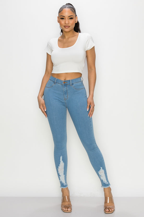 Cynthia - High Rise Shin Destruction Skinny