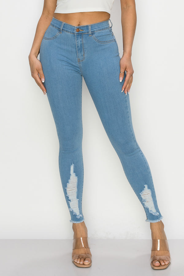 Cynthia - High Rise Shin Destruction Skinny