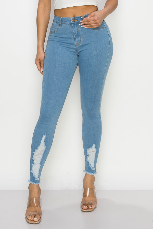 Cynthia - High Rise Shin Destruction Skinny