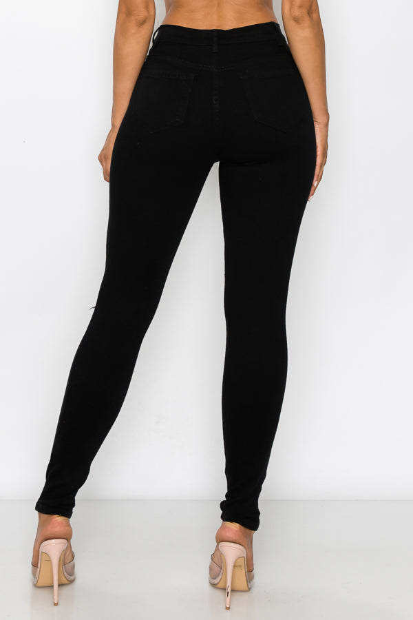 Evelyn - Jean skinny taille haute à découpes