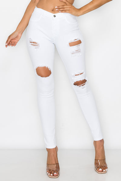 Evelyn - Jean skinny taille haute à découpes