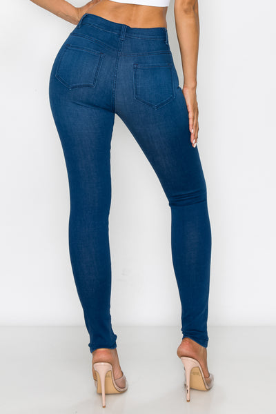 Jamie - Jean skinny foncé classique à taille haute