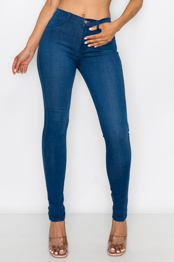 Jamie - Jean skinny foncé classique à taille haute