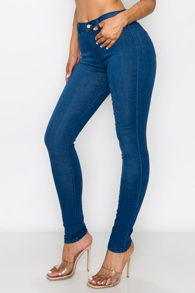 Jamie - Jean skinny foncé classique à taille haute