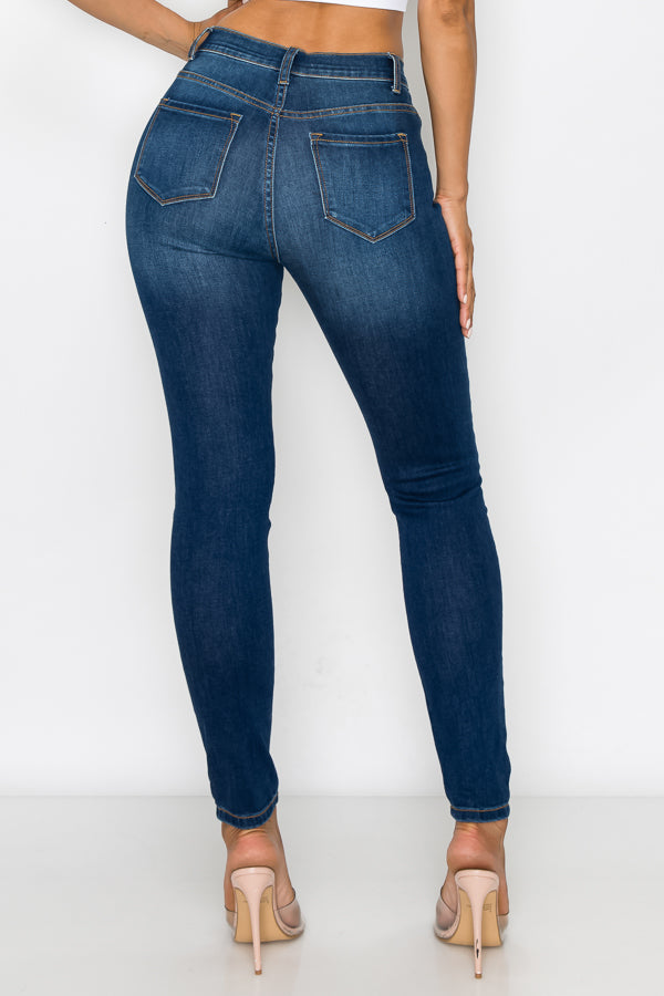 Emily - Jean skinny stretch taille haute super foncé classique