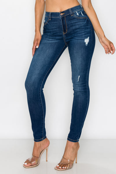 Emily - Jean skinny stretch taille haute super foncé classique