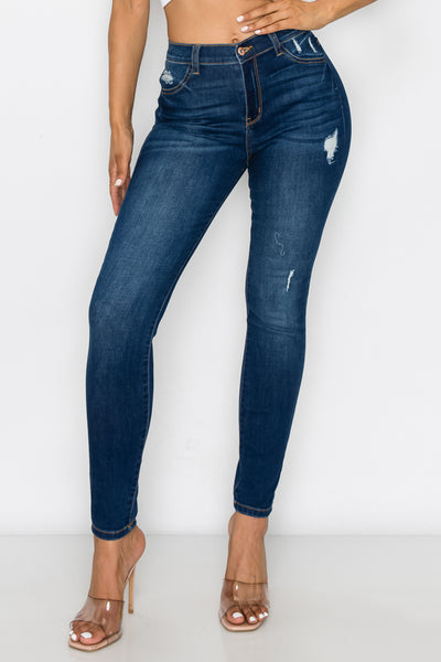 Emily - Jean skinny stretch taille haute super foncé classique