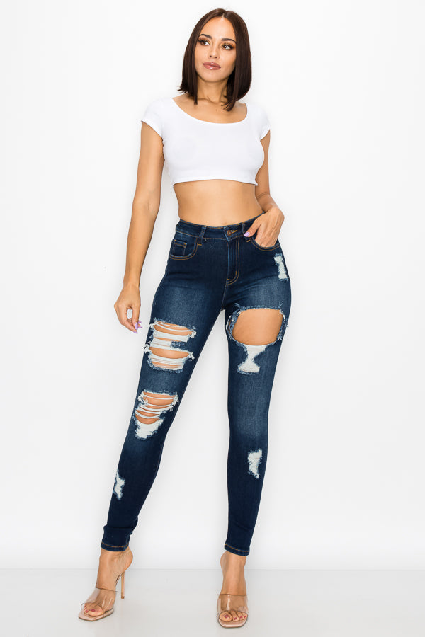 Sylvia - Jean skinny déchiré à taille haute