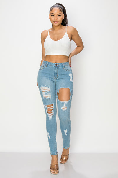 Sylvia - Jean skinny déchiré à taille haute