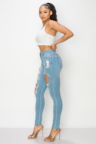 Sylvia - Jean skinny déchiré à taille haute