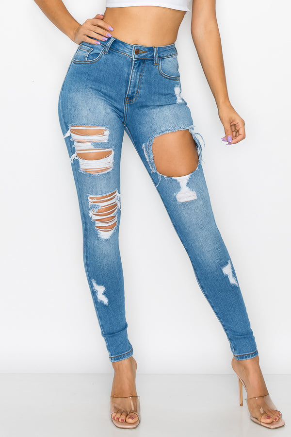 Sylvia - Jean skinny déchiré à taille haute