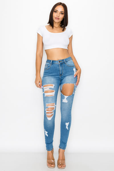 Sylvia - Jean skinny déchiré à taille haute