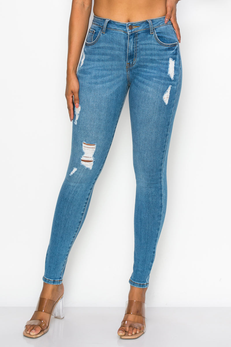Mary - High Rise Lightly Destructed Premium Skinny