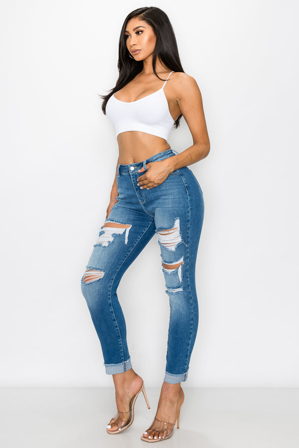 Amanda - High rise Destructed Relaxed Fit