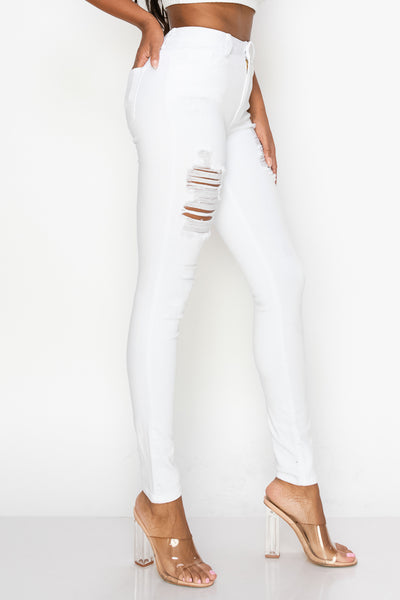 Nina - Jean skinny déchiqueté à taille haute