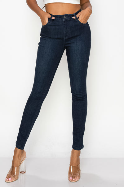 Cathy - Jean skinny taille haute super foncé classique