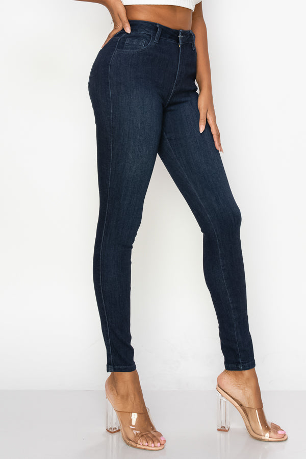 Cathy - Jean skinny taille haute super foncé classique