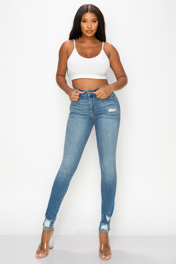 Claire - High Rise Lightly Destructed Premium Skinny