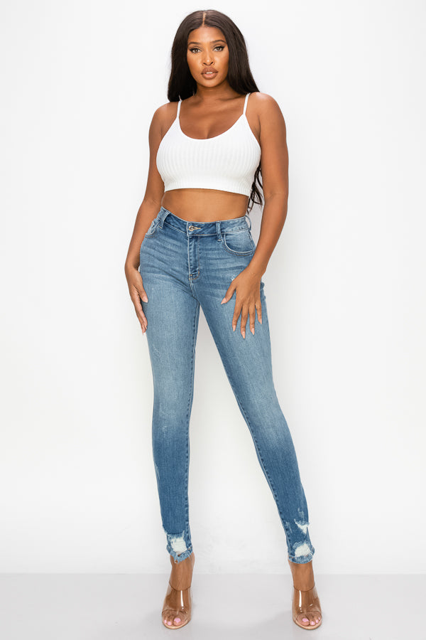Claire - High Rise Lightly Destructed Premium Skinny