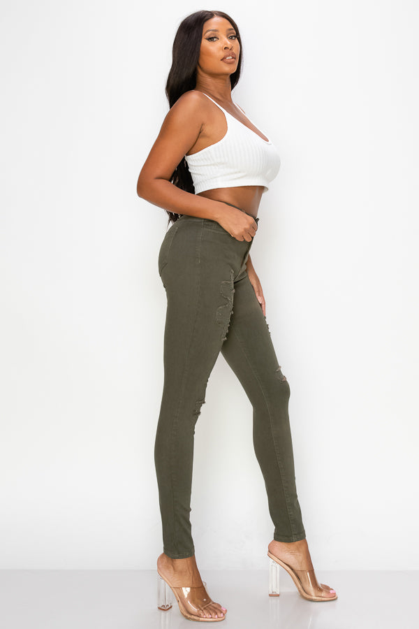 Arina - Color High Rise Destructed Skinny – Encore Jeans