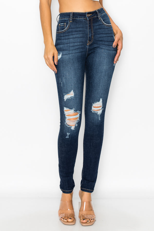 Zoey - Skinny déchiré à taille haute