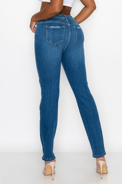 Crystal - Calça Jeans Relaxed Premium High Rise Destructed