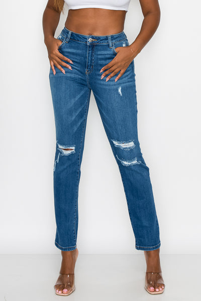 Crystal - High Rise Destructed Premium Relaxed Jeans