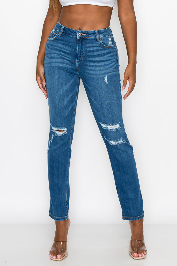 Crystal - High Rise Destructed Premium Relaxed Jeans