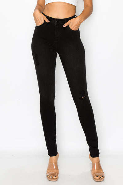 Vanessa - High Rise Destructed Black Stone Skinny