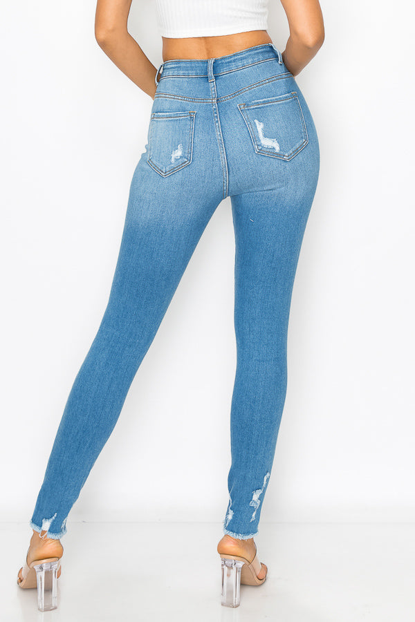 Megan - Super High Rise Destructed Fray Skinny
