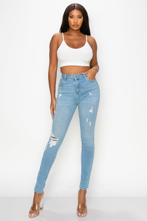 Gianna - High Rise Lightly Destructed Premium Skinny