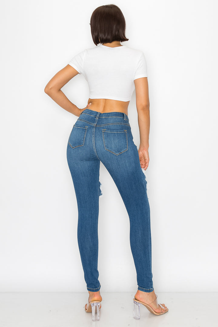 Maya - High Rise Destructed Rayon Stretch Skinny