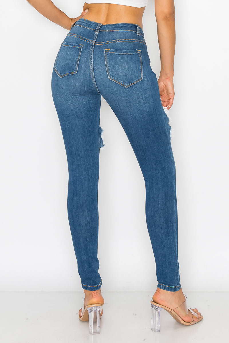 Maya - High Rise Destructed Rayon Stretch Skinny