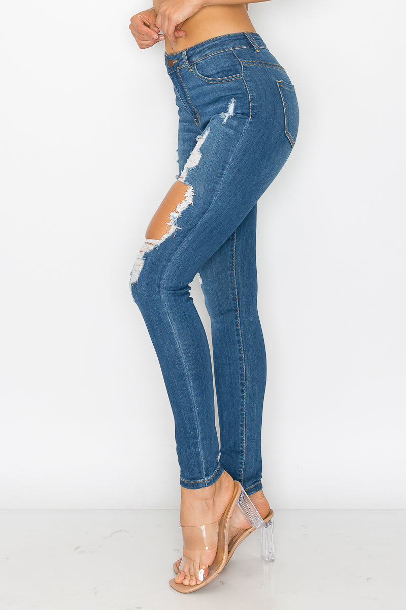 Maya - High Rise Destructed Rayon Stretch Skinny
