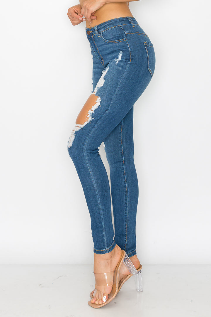 Maya - High Rise Destructed Rayon Stretch Skinny