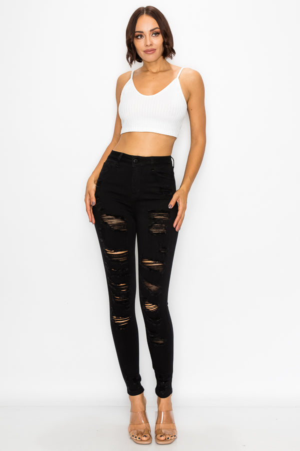 Kimberly - High Rise Heavy Destructed Skinny