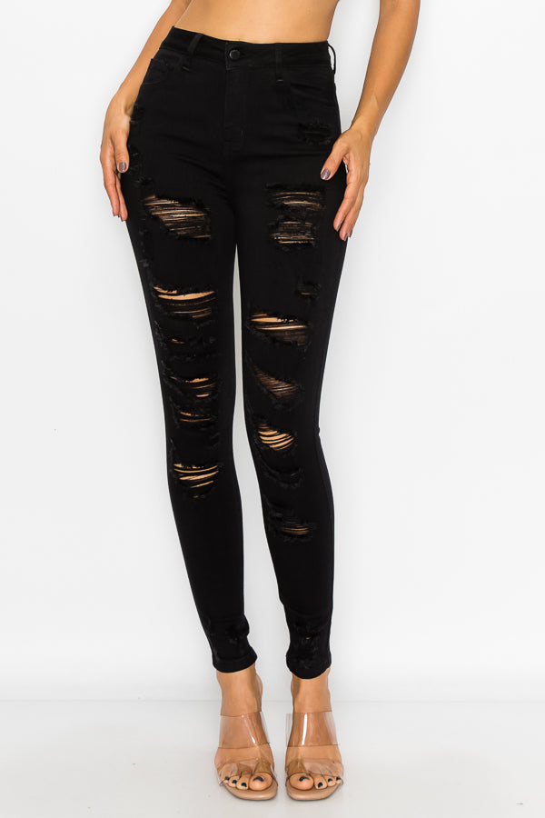 Kimberly - High Rise Heavy Destructed Skinny