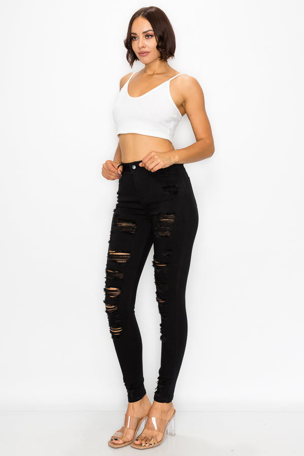 Kimberly - High Rise Heavy Destructed Skinny