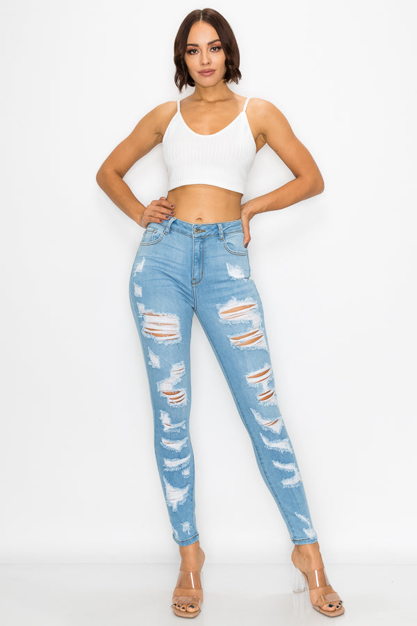 Kimberly - High Rise Heavy Destructed Skinny