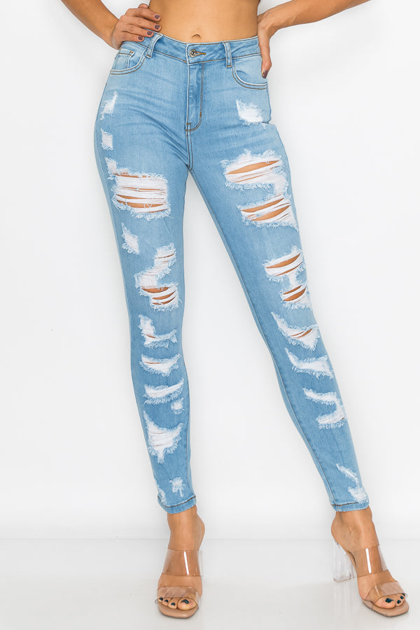 Kimberly - High Rise Heavy Destructed Skinny