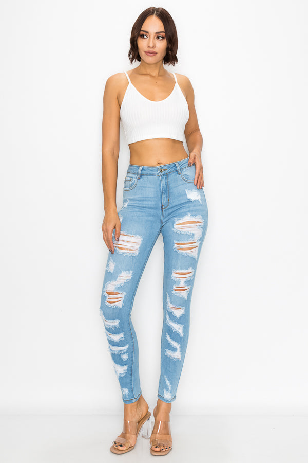 Kimberly - High Rise Heavy Destructed Skinny