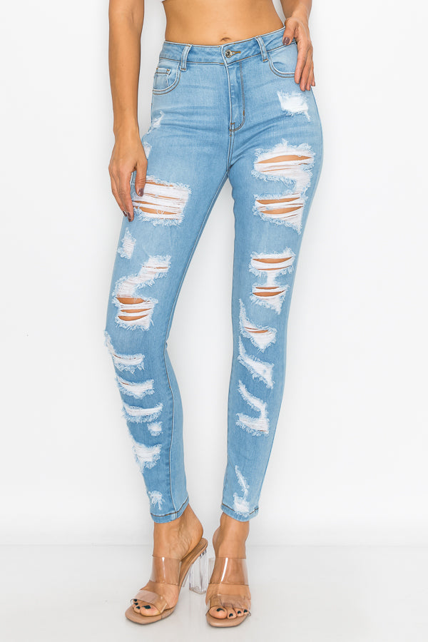 Kimberly - High Rise Heavy Destructed Skinny