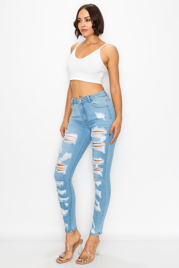 Kimberly - High Rise Heavy Destructed Skinny