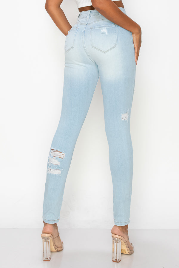 Aaliyah - Super High Rise Front & Rear Destructed Premium Skinny