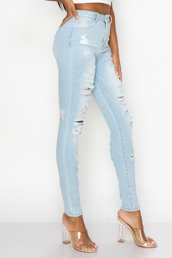 Aaliyah - Super High Rise Front & Rear Destructed Premium Skinny