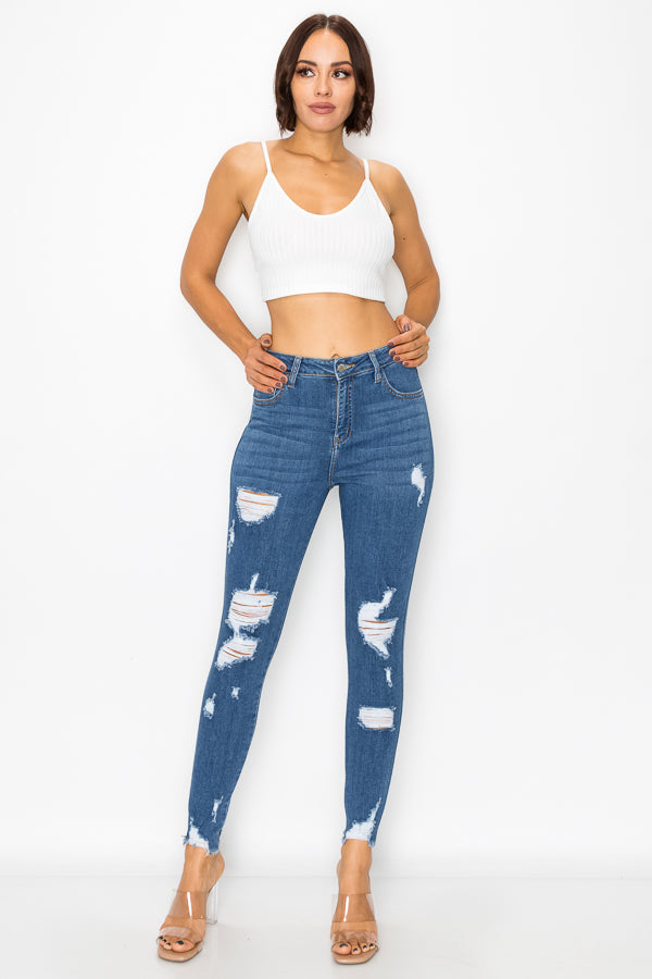 Sharon - Jean skinny déchiré à taille haute
