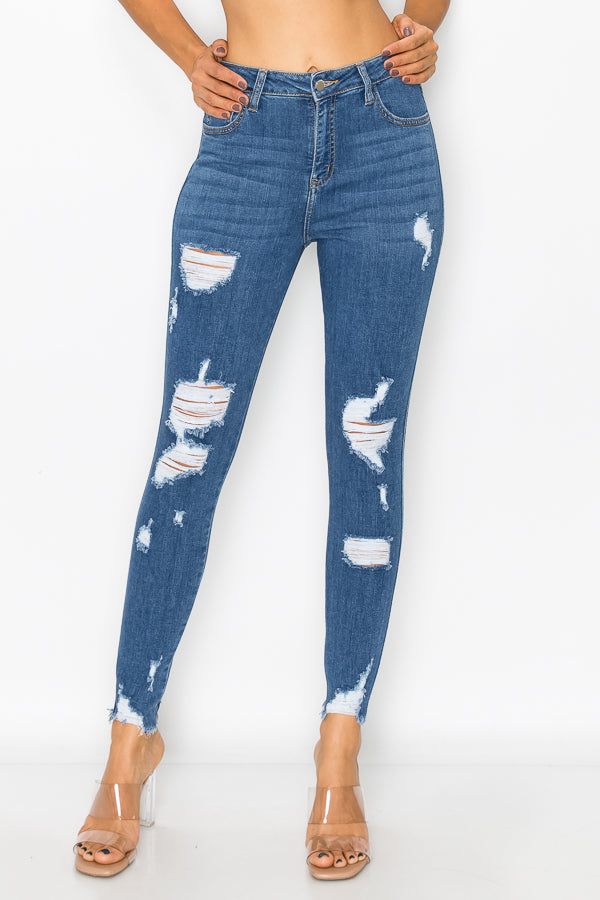 Sharon - Jean skinny déchiré à taille haute